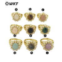 WT-MPR082 Incroyable Délicat Mode Or Femmes 18K Plaqué Larme Ouvert Réglable Oeil De Tigre Pierre Anneau