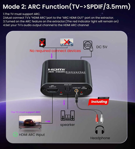 Convertisseur HDMI ARC 4K, sortie optique Toslink SPDIF et AUX, répartiteur audio stéréo, HDCP2.2, <span class=keywords><strong>PCM</strong></span>/DTS 5.1 - Product Image 3