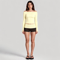 Ensemble de sport respirant color-block à manches longues avec taille repliée pour la course en extérieur, le Pilates, le fitness et le yoga