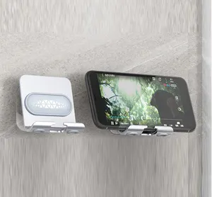 Soporte de teléfono móvil de montaje en pared, multifuncional, ajustable, de aluminio, para baño, cocina, deportes