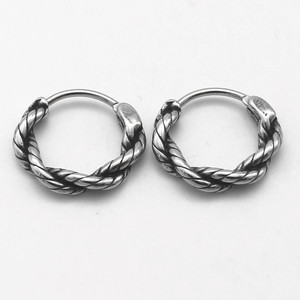Pendientes de aro retorcidos yunnique, redondos geométricos de acero de titanio para parejas, estilo minimalista - Product Image 2