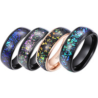 Bague en carbure de tungstène 8mm plaqué or noir galaxie incrustée de fragments de ciel étoilé bijoux de mode pour femmes hommes bande de mariage