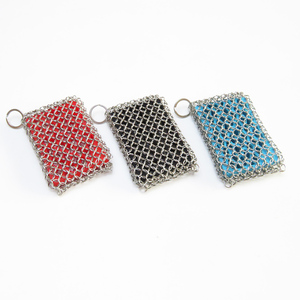 Weland 4 miếng gang Cleaner Set bao gồm thép không gỉ chainmail Scrubber Pad Cleaner với bàn chải tre <span class=keywords><strong>Pan</strong></span> <span class=keywords><strong>scrapers</strong></span> - Product Image 6