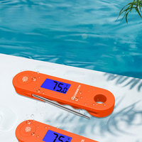 Thermomètre à viande numérique pliable Lonnmeter, lecture instantanée, sondes en acier inoxydable, étanche IP68, construction métallique pour barbecue