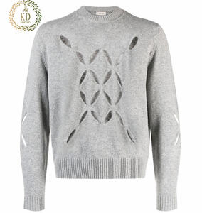 KD tricot fabricant personnalisé col ras du cou côtelé coupé ajouré câble <span class=keywords><strong>noir</strong></span> tricot pull <span class=keywords><strong>Mohair</strong></span> hommes pull - Product Image 1