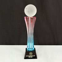 Trophée Sportif en Verre Personnalisé avec Gravure Couleurs, Socle en Cristal, Globe, Volleyball, Tennis, Baseball, Plaque de Récompense en Cristal MH-J0911