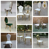 Chaise de luxe en acier inoxydable doré à dossier en O pour événements intérieurs, fêtes, mariages, banquets et villas - Anti-rouille, empilable