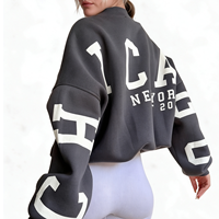 Sweat-shirt à col montant pour femme, col à nœud, en molleton de coton 400 g/m², coupe oversize, chaud, pour l'hiver