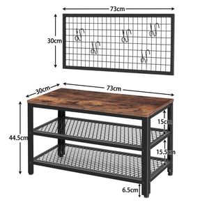 Zapatero con <span class=keywords><strong>perchero</strong></span> separado, Zapatero industrial, Zapatero de metal de 3 niveles con asiento para entrada, sala de estar, pasillo - Product Image 2