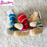 Porte-clés peluche personnalisé vente en gros de porte-clés ours en peluche 8cm jouets porte-clés doux en peluche