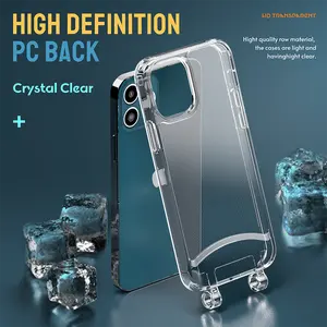 Never ingiallimento Super Clear PC Lanyard cover per cellulare collana con tracolla a tracolla custodie trasparenti per telefono con gancio per iphone