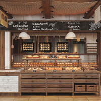 Comptoir de Bar Personnalisé en Bois pour Torréfaction de Café, Vitrine d'Exposition avec Éclairage LED pour Boulangerie, Café et Magasin