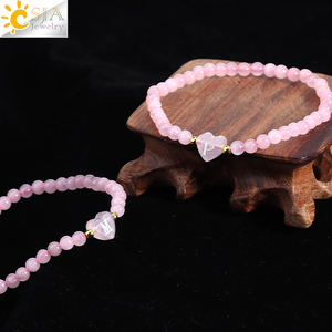 CSJA-Bracelet à breloques avec lettres en forme de cœur, pierres précieuses naturelles, perles d'énergie en cristal, 4mm, A-Z élastiques, bracelets initiaux pour femmes, H360 - Product Image 5