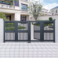 Porte d'entrée de villa individuelle avec conception coulissante, sonnette, appel, mot de passe secret, clés, porte de clôture en alliage d'aluminium