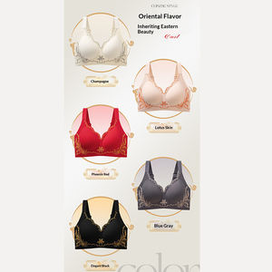 Op voorraad Groothandel Sexy Diep V-hals Jelly Niet-verwijderbare Pads Push-up Anti-doorzakken Draadloze Naadloze Plus Size BH - Product Image 6