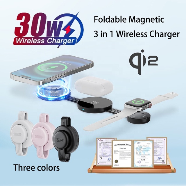 2026 New Trending 3 in 1 Hot Selling Foldable 25W Wireless Charger for iphone Samsung Huawei and Apple Watch Earphone