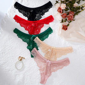 Culottes en dentelle sexy pour femmes, bords festonnés, string transparent, taille mi-haute, respirant, broderie florale, lingerie, sous-vêtements - Product Image 2