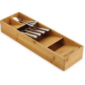 Organizador de cubiertos de bambú para cajones de cocina, bandeja de bambú para cubiertos - Product Image 1