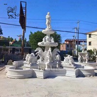 Grande fontaine d'eau de jardin en marbre d'extérieur à 3 niveaux, fontaines en pierre naturelle d'extérieur à vendre MFL-128