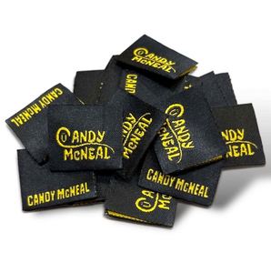Custom Eco-Friendly Black Woven Clothing Garment Care Labels with One Side Fold and Press Labels for Shirt <b>Jackets</b> - Product Image 1