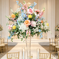 Décoration de table de mariage, grande composition florale d'hortensias, fleurs artificielles en soie de luxe pour la Saint-Valentin, 50 cm, 60 cm, 70 cm, 80 cm, bleu