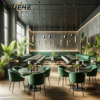 Meubles de restaurant en cuir de luxe léger en forme de U Demi-cercle Tables et chaises de café de restauration rapide