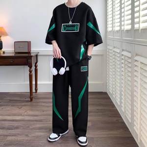 M-8XL <span class=keywords><strong>taglie</strong></span> <span class=keywords><strong>forti</strong></span> nuova moda estiva Casual sport manica corta + pantaloni due pezzi tuta sportiva da <span class=keywords><strong>uomo</strong></span> - Product Image 2