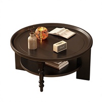 Table basse ronde de style américain Mid-Century, ensemble noir parfait pour le salon familial, table basse en bois durable