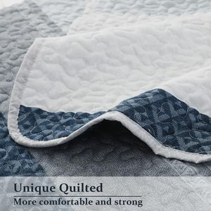 100% algodón azul y azul marino rayas edredón <span class=keywords><strong>colcha</strong></span> 3 piezas granja suave Reversible <span class=keywords><strong>colcha</strong></span> juego <span class=keywords><strong>de</strong></span> cama - Product Image 4