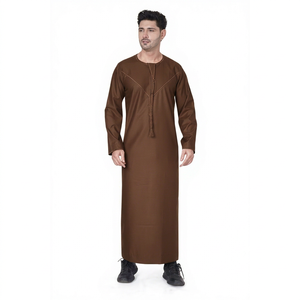 Thobe/Thawb Homme Marron Premium à Manches Longues – Robe Traditionnelle Koweïtienne, Émiratie, Saoudienne pour Tenue Islamique du Moyen-Orient - Product Image 1