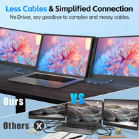 Moniteur portable triple Eimio 15,6 pouces, extension d'écran pour ordinateur portable, moniteur triple portable ultra-léger de 2,2 lb pour ordinateur portable