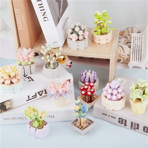 JAKI Piante in Vaso Giardini Romantici Fiori Blocchi da Costruzione Modello in Vaso Ornamenti Mini Bonsai Mattoncini Fai-da-Te da Assemblare - Product Image 3