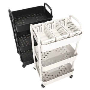 3 Tier 4 Tiers ABS Plastic Storage Vegetable <strong>Rack</strong> Shelf Bedroom Bathroom <strong>Kitchen</strong> Storage Trolley Snack Storage <strong>Rack</strong> with Wheels - Product Image 5