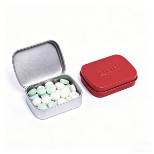 Boîte <span class=keywords><strong>en</strong></span> métal rectangulaire portable personnalisée avec logo, petite, pour bonbons, de qualité alimentaire, avec charnière, vente <span class=keywords><strong>en</strong></span> gros - Product Image 2