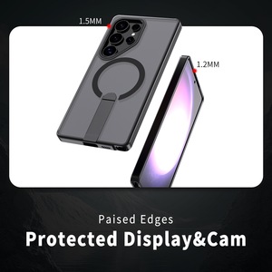 Coque arrière magnétique transparente mate avec support intégré pour Samsung S25 S26 Ultra S25 Edge, étui de protection antichoc en TPU+PC - Product Image 5