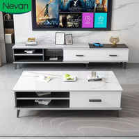 Dernier modèle de meuble TV carré rétractable avec tiroirs de rangement pour la maison Bon marché Prix bas Meuble TV de luxe blanc