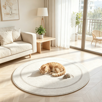 Tapis rond abstrait, tapis décoratif pour le sol, tapis circulaires, tapis antidérapant rayé, tapis beige pour le salon