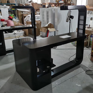 <span class=keywords><strong>Kise</strong></span> Licht Luxus Glas weiß Nagel tisch de Maniküre Schoß Schreibtisch schwarz mit Lampe Abluft ventilator für Schönheits salon Ausrüstung Möbel - Product Image 3