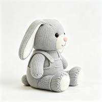 Jouet en peluche tricoté lapin gris mignon, personnalisable, dessin animé, animal en peluche doux, poupée 15cm/20cm/25cm, vente en gros, jouet en peluche personnalisé