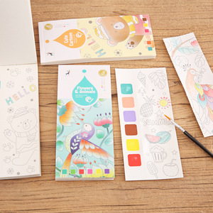 Livre de coloriage à l'<span class=keywords><strong>aquarelle</strong></span> DIY pour enfants, 20 feuilles, bloc de peinture portable avec pinceau, peinture activée par l'eau, cadeau de voyage personnalisable - Product Image 4