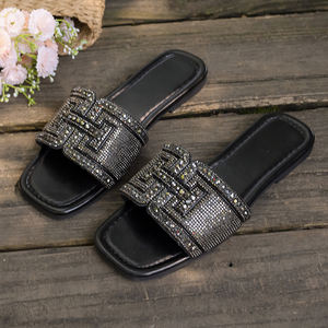 <span class=keywords><strong>Sandalias</strong></span> de Playa Casuales con Pedrería y Punta Cuadrada, Estilo Moderno para Mujer, <span class=keywords><strong>Sandalias</strong></span> Planas de Verano con Punta Redonda - Product Image 5