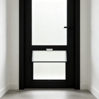 Porte française en acier sur mesure K-draw avec porte pour animaux de compagnie, porte double en métal noir pour maisons modernes