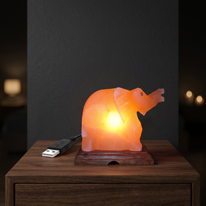 Lámpara de Sal de Cristal Natural del Himalaya Tallada a Mano, Mini USB con Base de Madera, Ecológica, Premium, Exportación, Luz Nocturna Feng Shui - Product Image 1
