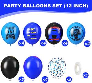 Ballons de fête sur le <span class=keywords><strong>thème</strong></span> des <span class=keywords><strong>jeux</strong></span> <span class=keywords><strong>vidéo</strong></span>, bleus et noirs, confettis, ballons imprimés sur le <span class=keywords><strong>thème</strong></span> des <span class=keywords><strong>jeux</strong></span>, décorations, ballons en latex pour <span class=keywords><strong>jeux</strong></span>, fournitures de fête - Product Image 3