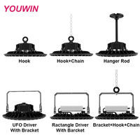 YOUWIN 150W Lampe LED industrielle suspendue pour garage/entrepôt, luminaire haute baie étanche IP65, intensité variable