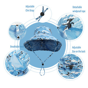 Customaby Sun Hat Smile Face Toddler Sun Protective Bucket hat Nice Beach Hat para Baby Girl Boy Gorra ajustable - Product Image 5