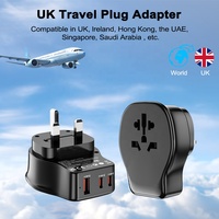 Adaptateur de voyage universel Worldplug PD 20W 10A, chargeur rapide, convertisseur de prise murale de type G britannique, type C USB 2 ports SDK