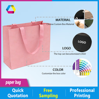 Sac cadeau de luxe écologique réutilisable en papier d'art avec longue poignée en ruban de satin, impression à chaud, sac de shopping, bijoux, cosmétiques, fêtes