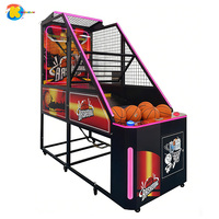 Machine de jeu d'arcade de basketball LED de luxe en gros, certifiée CE, à monnayeur, avec détection de mouvement et support anglais, panier électronique