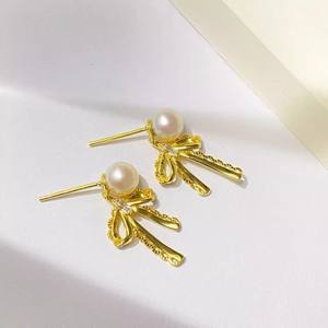 22640 Pendientes de Plata S925 para DIY con Perlas, Accesorios con Cuentas Redondas de 5-7mm, Bandeja Vacía para Pendientes de Lazo - Product Image 3